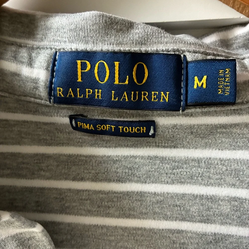 Men’s Ralph Lauren Pima Cotton Gray & White Striped Polo